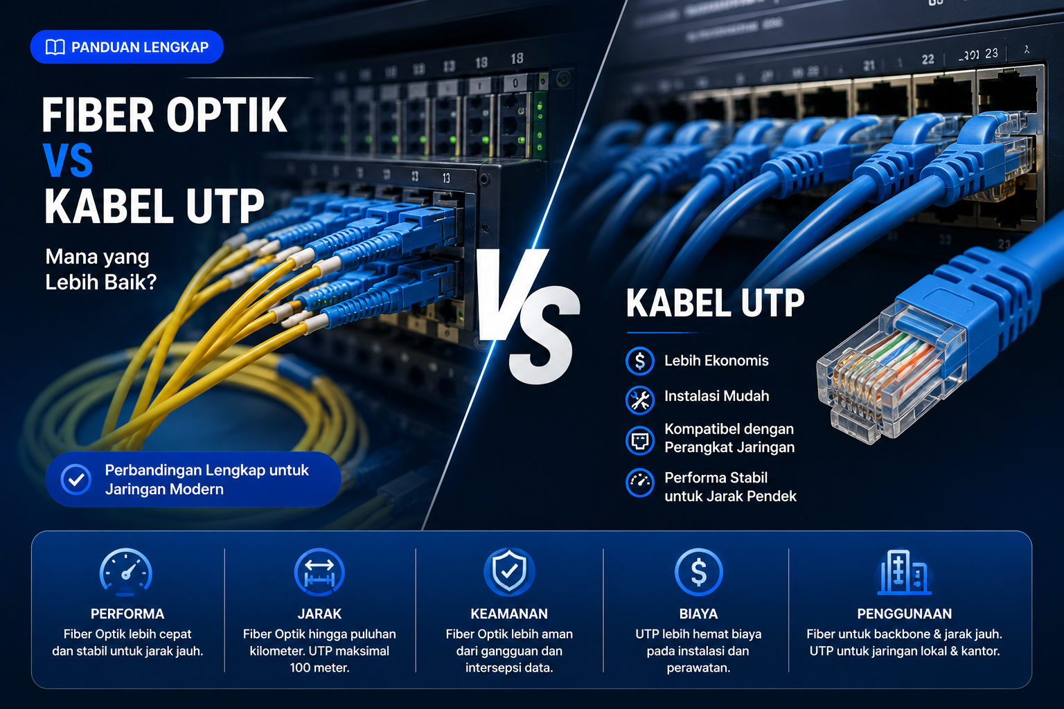 Perbedaan Fiber Optik dan Kabel UTP